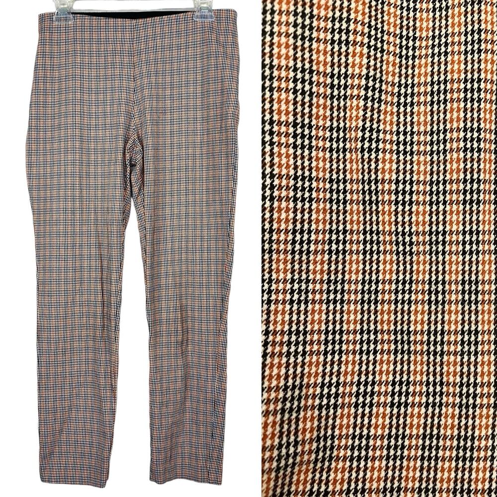 A New Day Orange Houndstooth Straight Leg Trouser Pants 4